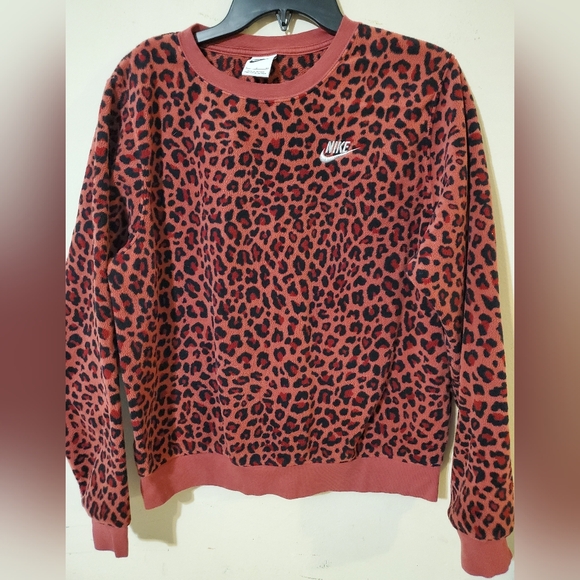 Nike Leopard Print Fleece Sweater Pull Over Small EUC - Picture 2 of 5